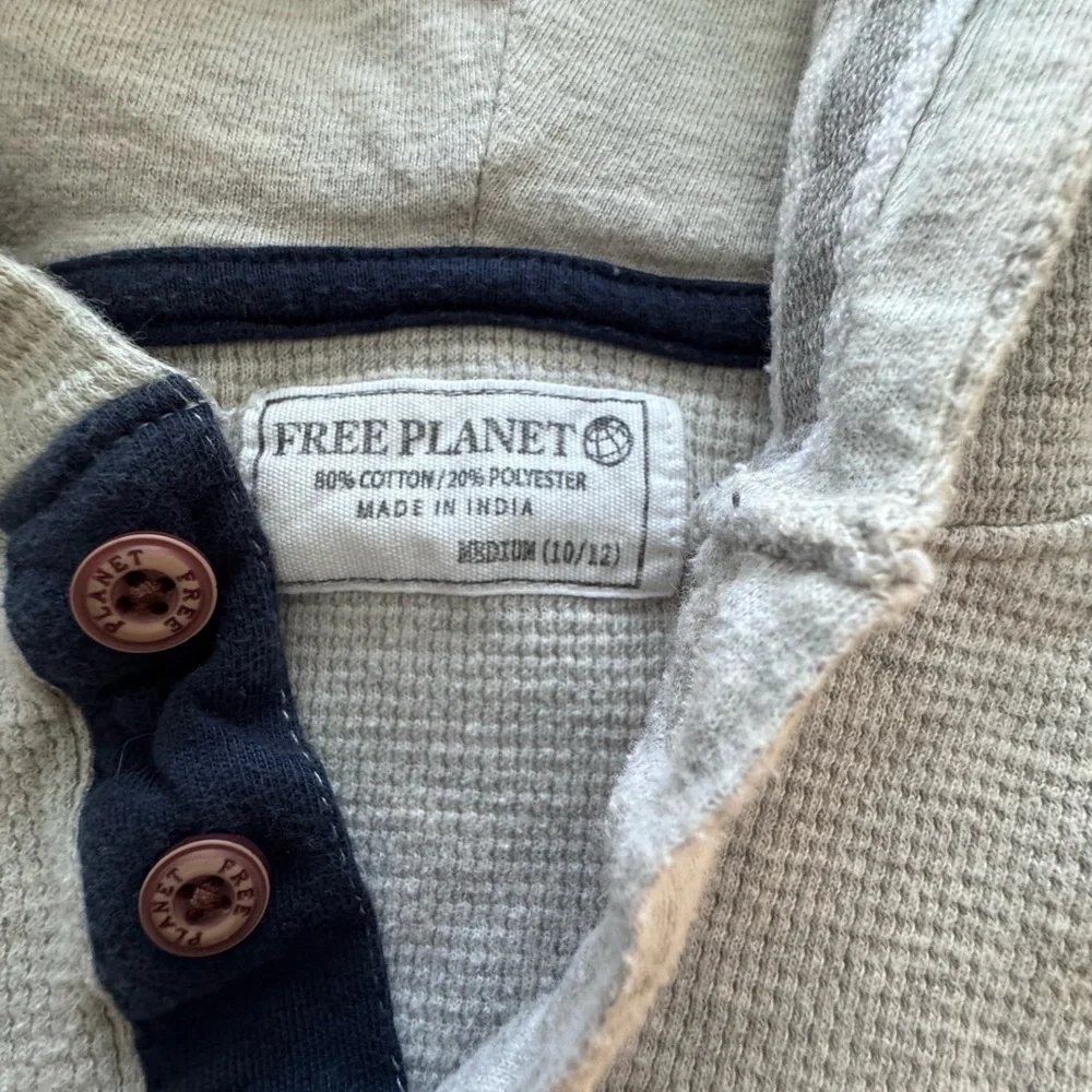 Free Planet Gray waffle  Pullover Hoodie - 10/12 k16